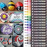 Acrylstifte Marker Stifte, 18 Farben Wasserfest Acrylstifte für Steine Bemalen, Acrylfarben Stifte für Kinder DIY Keramik Glas Porzellan Metall Kunststoff Holz Leinwand(Medium Spitze)