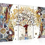 Runa Art Klimt Baum des Lebens Bild Wandbilder Wohnzimmer XXL Bunt Abstrakt Baum 120 x 80 cm 3 Teilig Wanddeko 004631