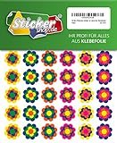 84 Mini Prilblumen Aufkleber 25 mm, Retro Style 70er Jahre Kult, Wandstick