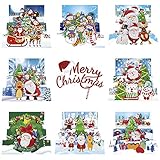 8 Stücke Weihnachten Diamond Painting Set Weihnachten Karten 5D DIY Diamant Painting Malerei Geschenkkarte Handgefertigte Grußkarten Weihnachtskarte Strass Handwerk Grußkarte Für Geburtstag F