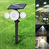 Solarlampen für Außen, Außenbeleuchtung Solar Automatisch Ein/Aus Solarlicht mit Bewegungsmelder, 2200 mAh Akku, IP65 Wasserdicht Kabellos LED Gartenleuchten für Auffahrt Pfad,Bäume,Rasen, S