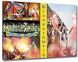 Ultras Braunschweig, Bild auf Leinwand Panorama, fertig gerahmt, 120 x 80