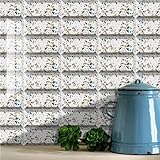 SJYHNB Dekorative Stickerfliesen 10x20cmFrischer weißer Terrazzo Ornamenten für Wände und Fliesen | 10 teiliges S