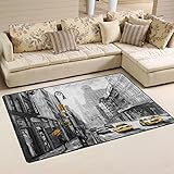 Naanle Teppich für Wohnzimmer, Esszimmer, Schlafzimmer, Küche, 50 x 80 cm, Motiv: Ölgemälde New York Street, rutschfester Vorleger/Teppich/Yogamatte, Polyester, multi, 50 x 80 cm(1.7' x 2.6')