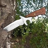 Edelstahl Jagdmesser als Survival Bushcraft Messer aus einem Stück Edelstahl handgefertigtes Fahrtenmesser mit robustem L