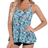 Yuson Girl Tankini-Set für Damen, mit Neckholderrock, Badeanzüge mit Shorts, niedriger Taille, für den Strand, zum Schwimmen und Baden. Gr. 52, C