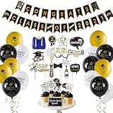 Easy Joy Abschlussfeier Party Dekoration Set 2021 Graduation Deko Abschluss Girlande Abitur Accessoires Graduierung F