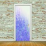 AUHOTA Badezimmer Türaufkleber Lila Lavendel Blumen 83X204 Cm Kunst Abziehbilder Wasserdichte Vinyl Diy Tapete Für Wohnzimmer Schlafzimmer Küche B