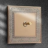 UimimiU Haushalts-Retro-Wandschalter 86-Typ EU 220V 1/2/3/4. Gang 2 Way Smart Retro Wandschalterhebel Open Tube Vintage Messing Kippschalter 10A Wandleuchte Schalter Panel S