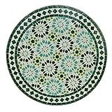Casa Moro Mosaik Bistrotisch Rund 70cm Ankabut Türkis mit Eisengestell Höhe 73cm | Kunsthandwerk aus Marrakesch | Mediterraner Beistelltisch Balkontisch | MT2140