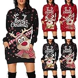 TWIOIOVE Bodycon Kleid Damen Pullover Hoodie Wickelkleid Weihnachten Schneemann-Druck Weihnachtskleid Freizeitkleider Kälteschutz Warm Knielang Pullikleid Sw