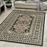 Carpeto Rugs Teppich Orientalisch Grün Klassisch Muster Kurzflor Öko-Tex Wohnzimmer 120 x 170