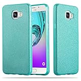 Cadorabo Hülle für Samsung Galaxy A5 2017 - Hülle in Sternenstaub TÜRKIS – TPU Silikon und Hardcase Handyhülle im Glitzer Design - Hard Case TPU Silikon Schutzhü