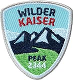 2 x Wilder Kaiser Abzeichen 55 x 60 mm gestickt / Bergtour im Kaiser-Gebirge / Wandern Bergsteigen Klettern Klettersteig / Aufnäher Aufbügler Sticker Patch / Reiseführer Wanderführer T