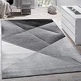 Paco Home Designer Teppich Modern Geometrische Muster Kurzflor Grau Schwarz Weiß Meliert, Grösse:70x140