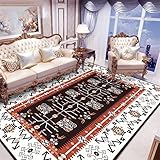 MMHJS Böhmischer Ethno-Stil Retro-Bedruckter Gestreifter Teppich Im Ethno-Stil, Rechteckiger Teppich Für Wohnzimmer Und Schlafzimmer Couchtisch, Absorbierende Bodenmatte Für Badezimmer 160x230