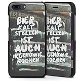 DeinDesign Cover kompatibel mit Apple iPhone 7 Plus Handyhülle mit Klappfunktion schwarz Lederhülle Flip Case Beer B