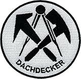 JOB Stick-Aufnäher Patch Zunft Emblem Wappen DACHDECKER Ø 8 cm schwarz/weiß