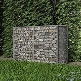 EBTOOLS Gabione mit Abdeckung, Gabionen aus verzinktem Stahl für Haus und Business, Tragkraft 1400 kg, 150 x 50 x 100