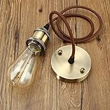 E27 Lampenfassung Bronze Retro lampenaufhängung Kupfer mit baldachin Antike Pendelleuchte Vintage Hängelampe industrie deckenlampe (Leuchtmittel nicht inklusiv)