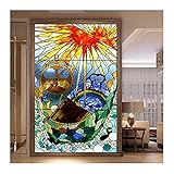 Siunwdiy Fensterfolie selbsthaftend Blickdicht,Kirche farbiges abstraktes statische Glas mattiert Film Fensterfolie,ohne Klebstoff Wiederverwendbar zum Bad Duschwand,A Opaque,45x120