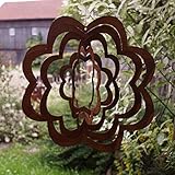 Rostalgie Edelrost Windspiel Spirale Blume groß D27 cm Gartendekoration Fensterschmuck Häng