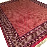 Amma Carpets handgefertigter Wollteppich, rot, handgeknüpft, luxuriös, 2,9 x 3,6 m, groß