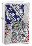Zippo 29508 Unisex – Erwachsene Eagle Flag Benzinfeuerzeug, Transparent, 6 x 6 x 8