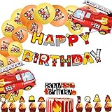 JeVenis 36 PCS Feuerwehrmann Geburtstag Banner Feuerwehrauto Geburtstag Luftballons Feuerwehrmann Geburtstagsfeier Dekoration Feuerwehr Party Dekoration für Geburtstag Baby Dusche Dek