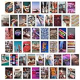 BeYumi 50 Stück Vintage ästhetische Bild Collage Kit, Retro 80er Jahre Wanddekoration, Teenager-Jungen Mädchen Raumdekoration Poster Kunstdrucke, Wohnheim Bunten FotowandAnzeigen-4x6 Z