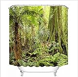 CHATAE tropischen Dschungel grün Baum wasserdicht Polyester-Badezimmer-Dusche Vorhang 3D Digital Druck Badezimmer Dekorationen Kunstdruck 12hooks (150 x 180 cm)