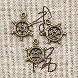 WANM Schmuckzubehör Charms 12 Stück Schiffe Rad Helm Ruder 20X15Mm Fit DIY Schmuck Basteln Herstellung