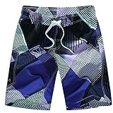 Zhicaikeji Herren-Bademode, Netzfutter, Farbdruck, schnelltrocknend, Kordelzug, Strandmode, Surf-Schwimmanzug, Sport, Freizeit-Shorts (Farbe: Lila, Größe: XXXL)