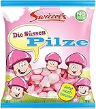 DOK Swizzels Süße Pilze, leckere Schaumzuckerpilze mit Erdbeergeschmack, 12 Beutel (12 x 100g)