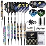 Seydrey Dartpfeile mit Kunststoffspitze Dartpfeile für Elektronische Dartscheibe Messing Soft Darts Pfeile Set Dartpfeile Profi 6 Stück Softdartpfeile 18 Gramm 50