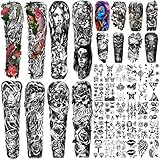 46 Sheets Large Full Arm Temporäre Tattoos für Männer, Drachen Blume Tier Kompass Tattoos Ärmel für erwachsene Frauen, Temp wasserdichte gefälschte Tattoo-Aufkleber auf der U