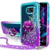 Miss Arts Galaxy S7 Edge Hülle,[Silverback] Mädchen Glitzern Handyhülle hülle mit Ringständer, Cover TPU Bumper Silikon Flüssigkeit Treibsand Clear Schutzhülle für Samsung Galaxy S7 Edge -LIL