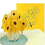 papercrush® Pop-Up Karte Sonnenblumen - 3D Blumenkarte für Frau, Freundin oder Mutter (Geburtstagskarte, Bleib Gesund, Gute Besserung) - Handgemachte Popup Glückwunschkarte mit Blumen zum Geburtstag