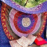 Tapisserie Mehrfarbig Geschenk Hippie Wandteppiche Mandala Bohemian Psychedelic komplizierte indische Wandbehang Bettwäsche Tagesdecke (Multi, 220 x 200 cms)