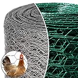 Amagabeli 1M x 25M Hühnerdraht Hasendraht 13mm Sechseckig Verzinkt Hühnerzaun Kaninchendraht Hasengitter Feinmaschig Wildzaun 6-Eck Drahtgeflecht Drahtstärke 0,7 mm Hasendraht Balkon DA133