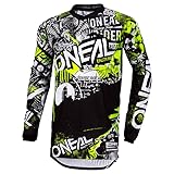 O'NEAL | Motocross-Shirt Langarm | Kinder | MX MTB Mountainbike | Passform für Maximale Bewegungsfreiheit, Eingenähter Ellbogenschutz | Element Youth Jersey Attack | Schwarz Neon-Gelb | Größe L