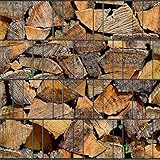 Zaundruck Bedruckter Sichtschutzstreifen für Doppelstabmatten Zaun auf Rolle (Kaminholz)