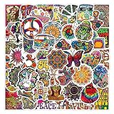 EUFFO Hippie Aufkleber Vintage Sticker Set 50 Stück Kleine Graffiti Wasserfeste Vinyl Aufkleber für Laptop Fahrrad Scrapbook Motorrad Skateboard Helm Koffer Auto Ablösbare Deko Trippy Stick
