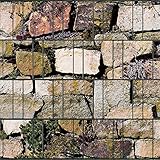 Bedruckter Sichtschutzstreifen für Doppelstabmatten Zaun auf Rolle inkl. 25 Klemmschienen (Steingewächse)